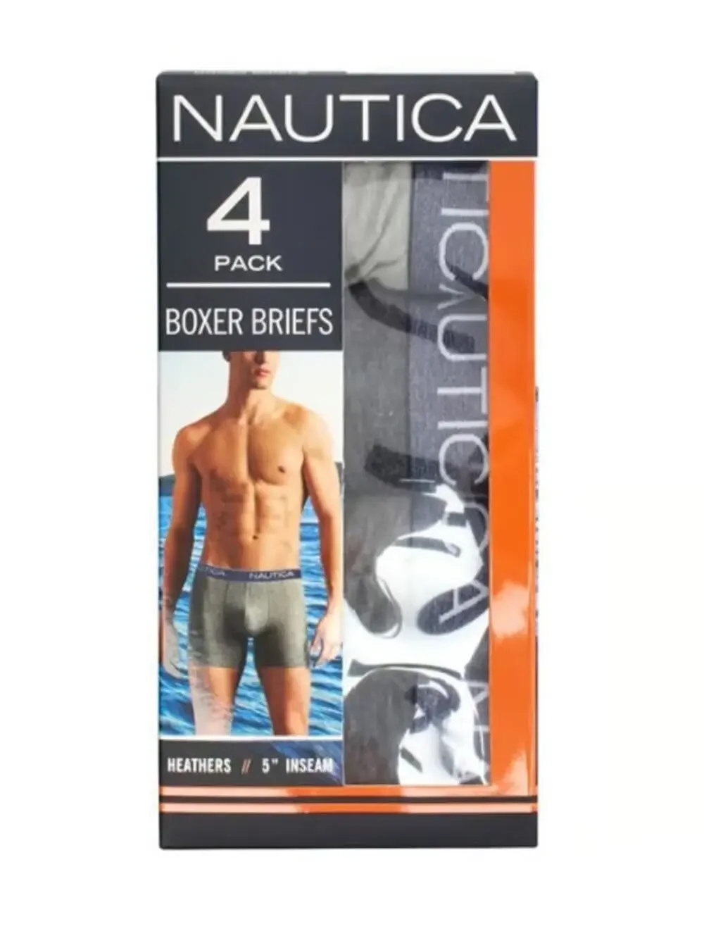 Nautica Men's Large 36-38 Heathers Boxer Briefs 4-Pack Grey 5